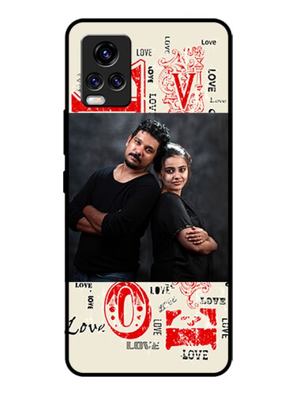 Custom Vivo V20 Pro Photo Printing on Glass Case  - Trendy Love Design Case