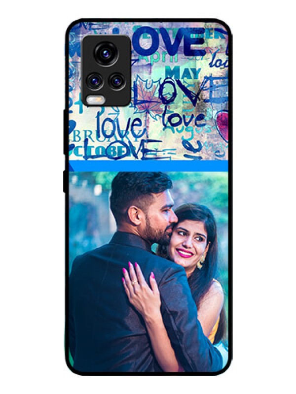 Custom Vivo V20 Pro Custom Glass Mobile Case  - Colorful Love Design