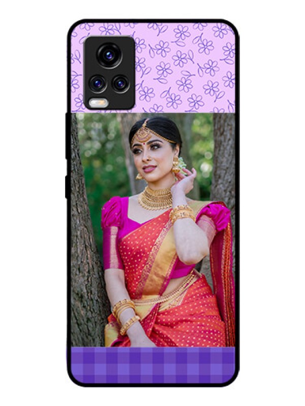 Custom Vivo V20 Pro Custom Glass Phone Case  - Purple Floral Design