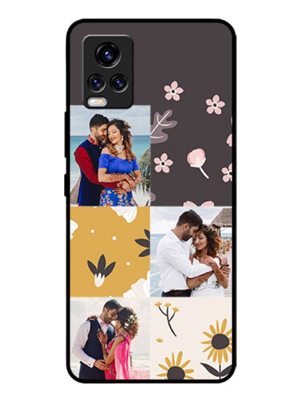 Custom Vivo V20 Pro Photo Printing on Glass Case  - 3 Images with Floral Design