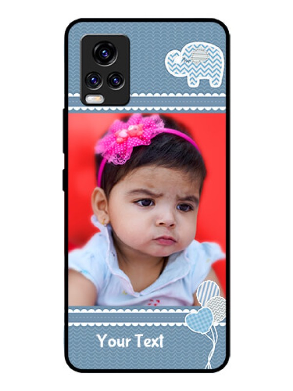 Custom Vivo V20 Pro Photo Printing on Glass Case  - with Kids Pattern Design