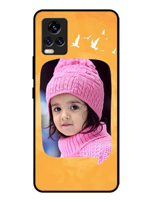 Custom Vivo V20 Pro Personalized Glass Phone Case  - Water Color Design with Bird Icons