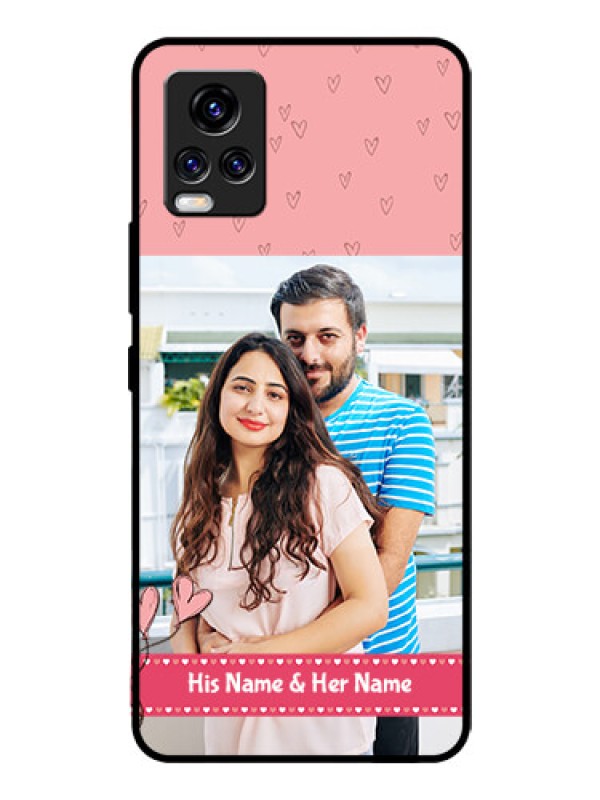 Custom Vivo V20 Pro Personalized Glass Phone Case  - Love Design Peach Color