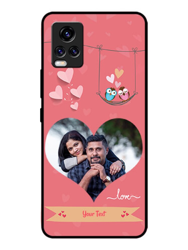 Custom Vivo V20 Pro Personalized Glass Phone Case  - Peach Color Love Design 