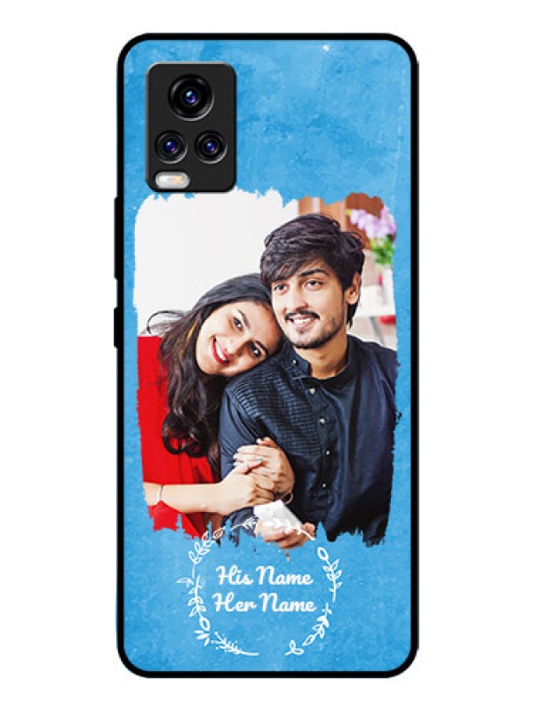 Custom Vivo V20 Pro Custom Glass Phone Case - Blue Color Vintage Design