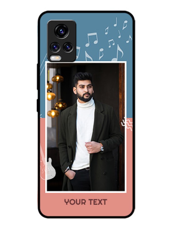 Custom Vivo V20 Pro Photo Printing on Glass Case  - with Color Musical Note Design