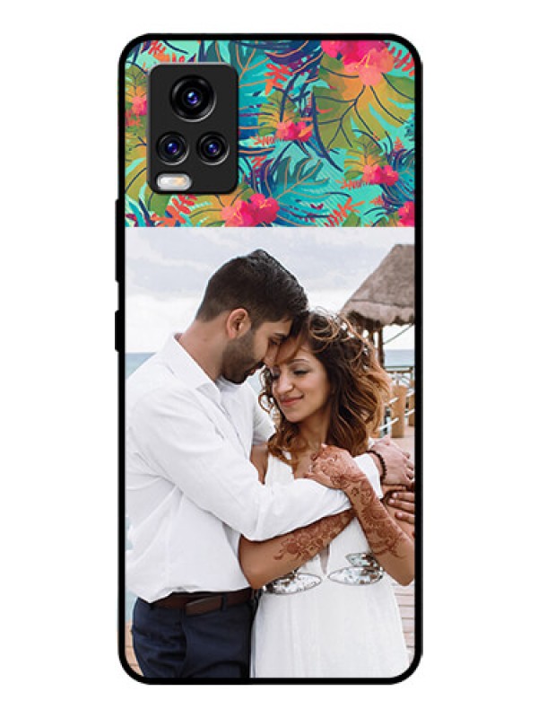 Custom Vivo V20 Pro Photo Printing on Glass Case  - Watercolor Floral Design