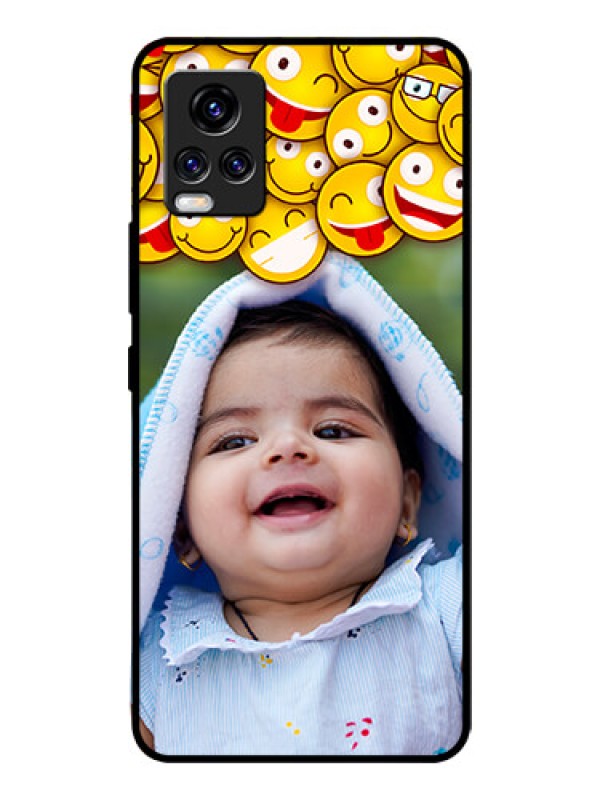 Custom Vivo V20 Pro Custom Glass Mobile Case  - with Smiley Emoji Design