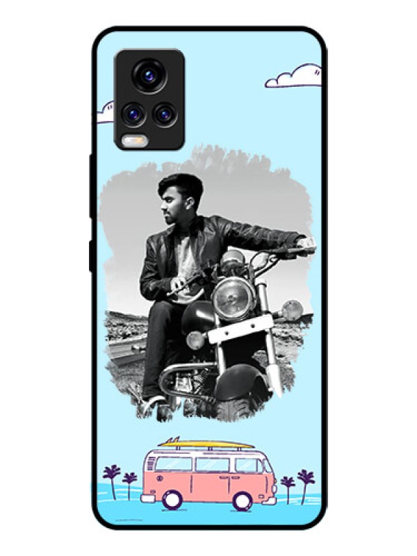 Custom Vivo V20 Pro Photo Printing on Glass Case  - Travel & Adventure Design