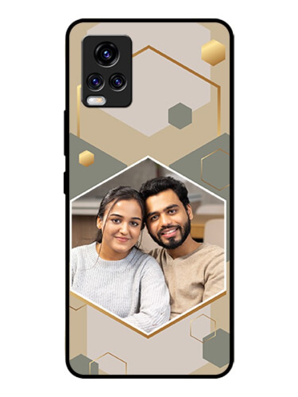 Custom Vivo V20 Pro Photo Printing on Glass Case - Stylish Hexagon Pattern Design
