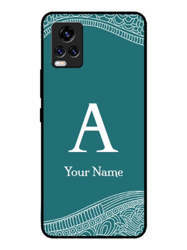 Custom Vivo V20 Pro Personalized Glass Phone Case - line art pattern with custom name Design