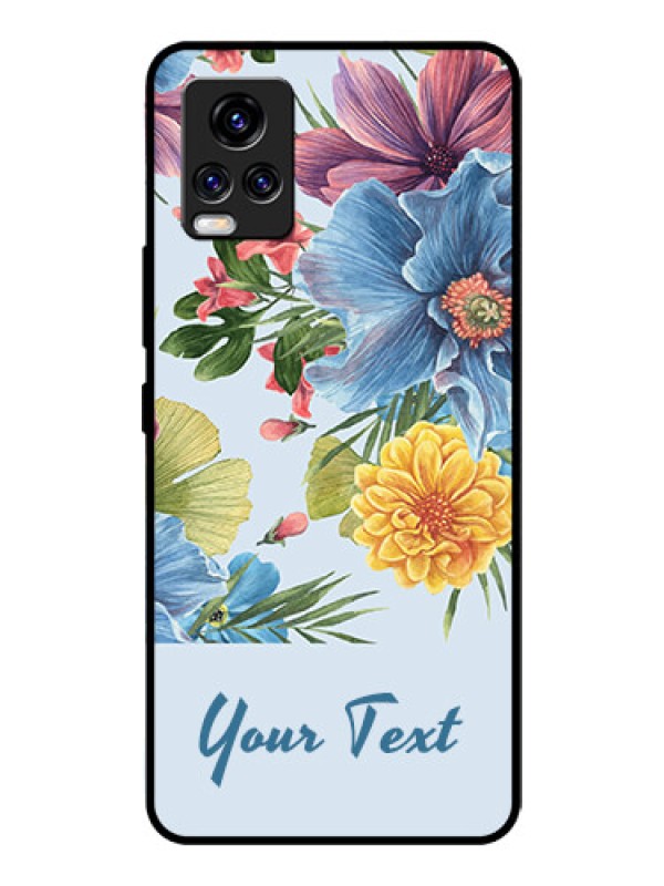 Custom Vivo V20 Pro Custom Glass Mobile Case - Stunning Watercolored Flowers Painting Design