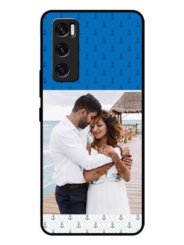 Custom Vivo V20 Se Photo Printing on Glass Case  - Blue Anchors Design