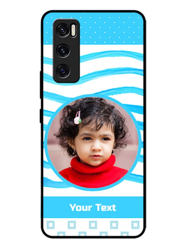 Custom Vivo V20 Se Custom Glass Phone Case  - Simple Blue Case Design