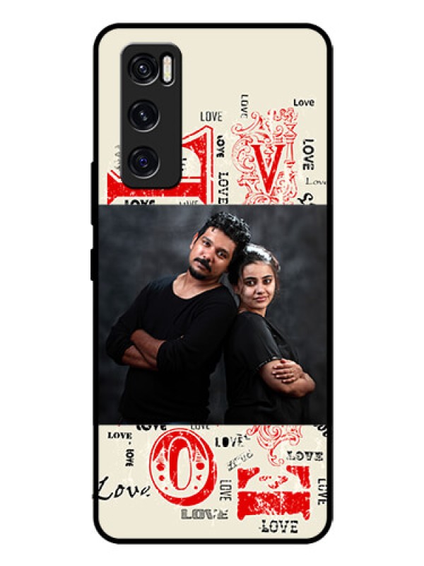 Custom Vivo V20 Se Photo Printing on Glass Case  - Trendy Love Design Case