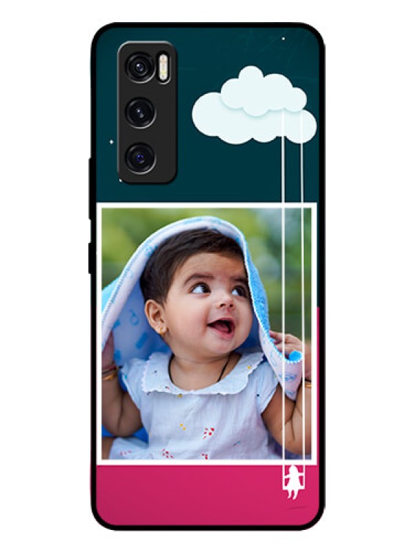 Custom Vivo V20 Se Custom Glass Phone Case  - Cute Girl with Cloud Design