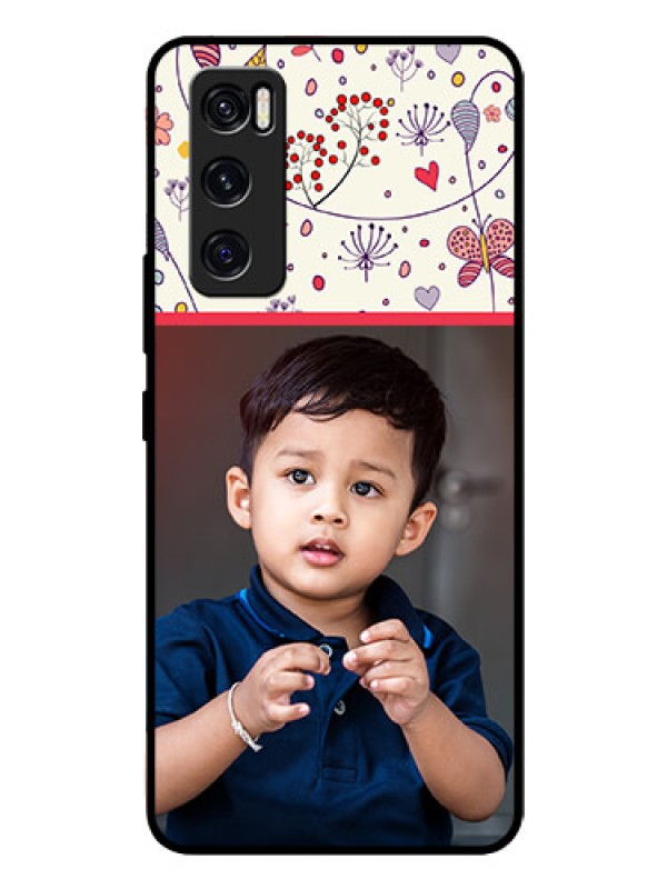 Custom Vivo V20 Se Custom Glass Mobile Case  - Premium Floral Design