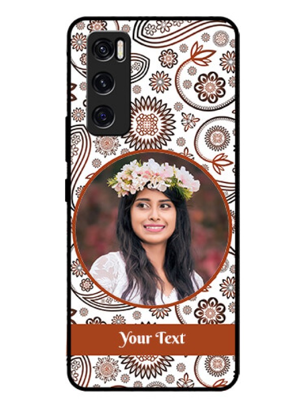 Custom Vivo V20 Se Custom Glass Mobile Case  - Abstract Floral Design 