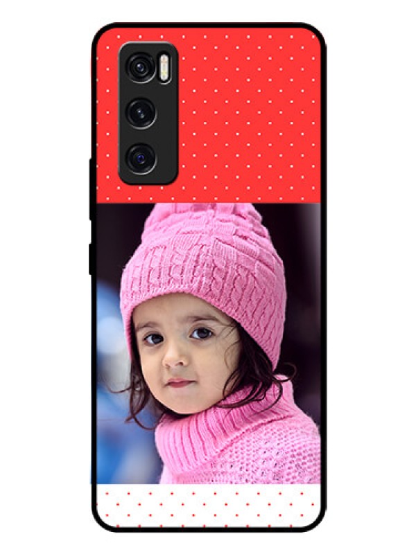 Custom Vivo V20 Se Photo Printing on Glass Case  - Red Pattern Design