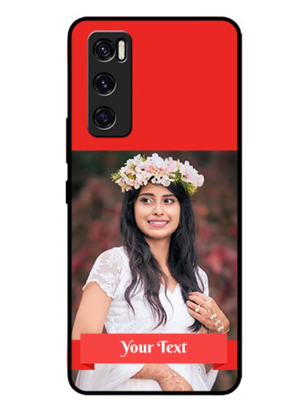 Custom Vivo V20 Se Custom Glass Phone Case  - Simple Red Color Design
