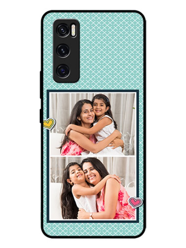 Custom Vivo V20 Se Custom Glass Phone Case  - 2 Image Holder with Pattern Design