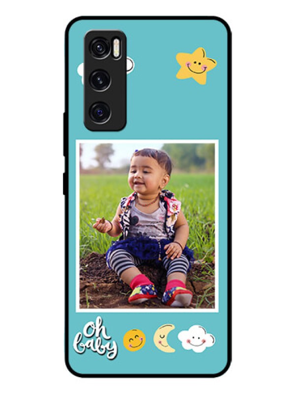 Custom Vivo V20 Se Personalized Glass Phone Case  - Smiley Kids Stars Design