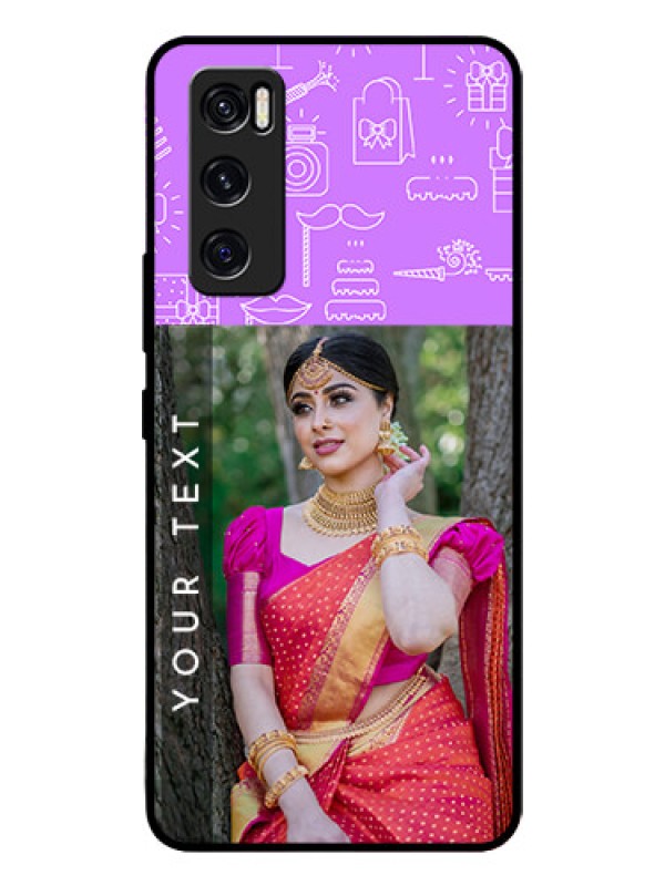 Custom Vivo V20 Se Custom Glass Mobile Case  - Birthday Icons Design