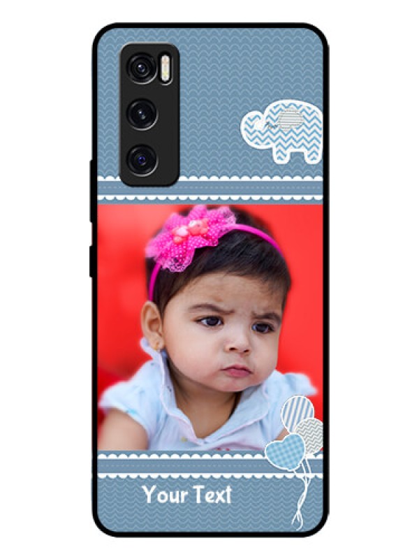 Custom Vivo V20 Se Photo Printing on Glass Case  - with Kids Pattern Design