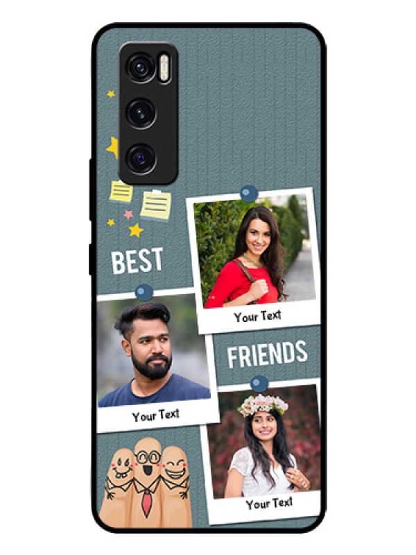 Custom Vivo V20 Se Personalized Glass Phone Case  - Sticky Frames and Friendship Design