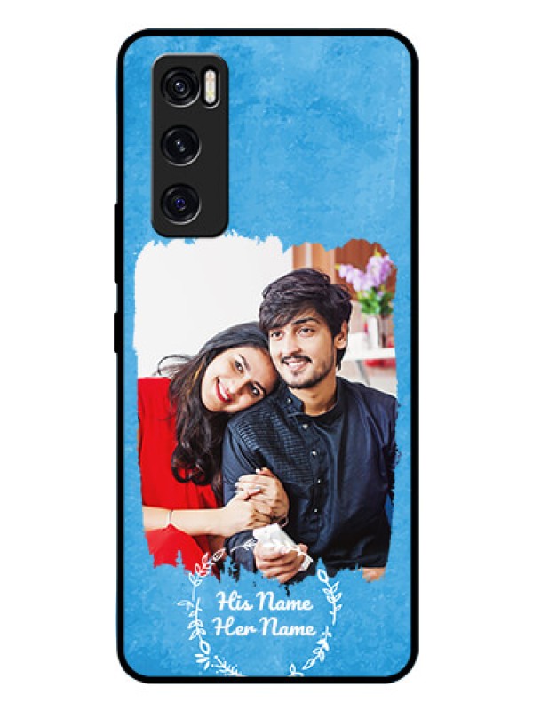 Custom Vivo V20 Se Custom Glass Phone Case - Blue Color Vintage Design