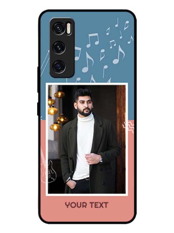 Custom Vivo V20 Se Photo Printing on Glass Case  - with Color Musical Note Design