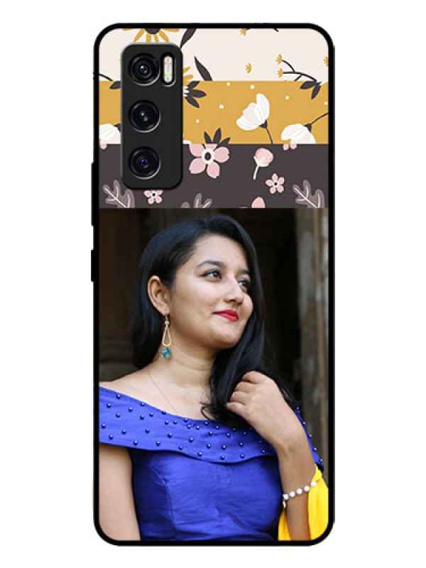 Custom Vivo V20 Se Custom Glass Phone Case  - Stylish Floral Design