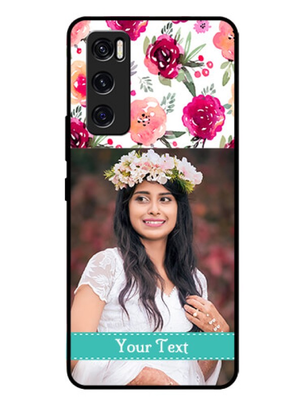 Custom Vivo V20 Se Custom Glass Phone Case  - Watercolor Floral Design