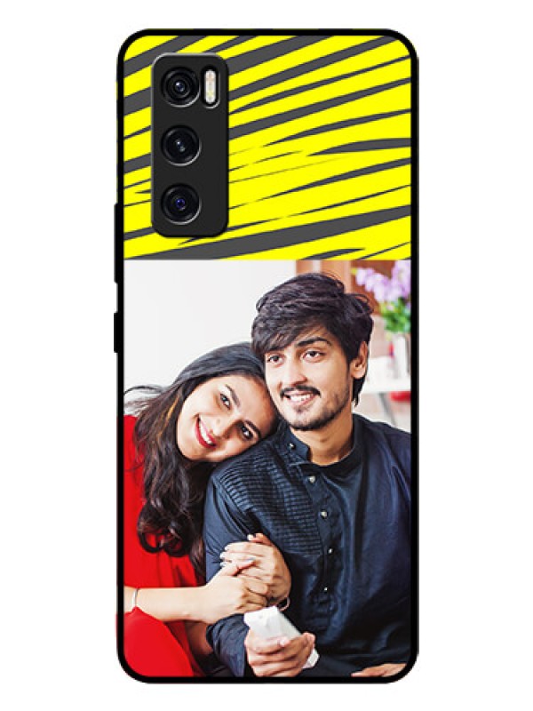 Custom Vivo V20 Se Photo Printing on Glass Case  - Yellow Abstract Design