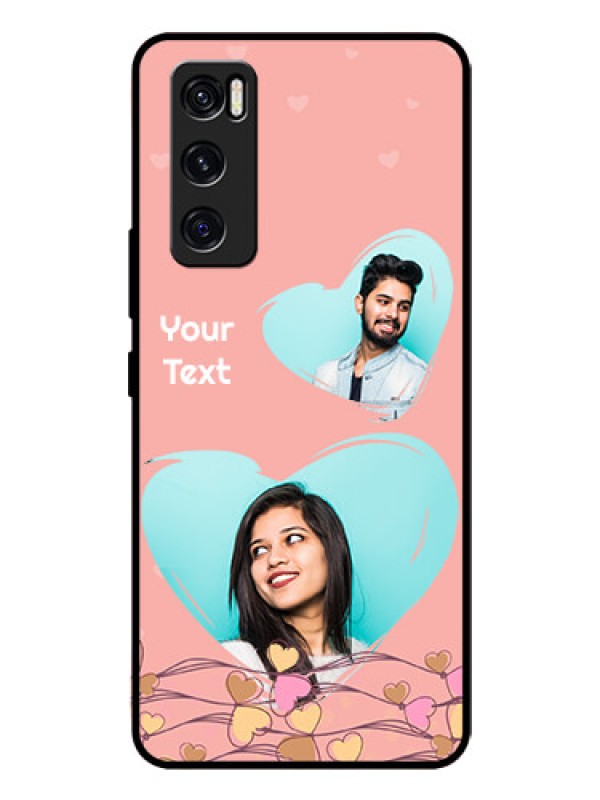 Custom Vivo V20 Se Custom Glass Mobile Case  - Love Doodle Design