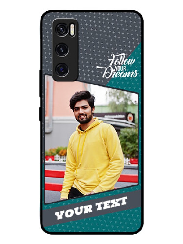 Custom Vivo V20 Se Personalized Glass Phone Case  - Background Pattern Design with Quote