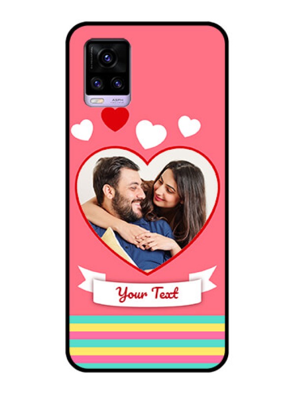 Custom Vivo V20 Photo Printing on Glass Case  - Love Doodle Design