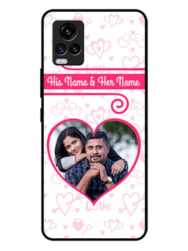 Custom Vivo V20 Personalized Glass Phone Case  - Heart Shape Love Design