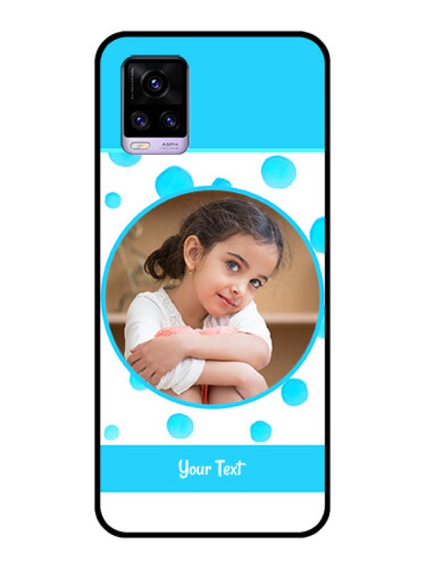 Custom Vivo V20 Photo Printing on Glass Case  - Blue Bubbles Pattern Design