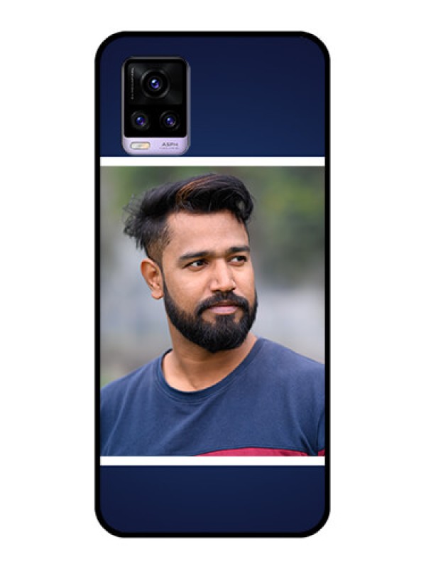 Custom Vivo V20 Personalized Glass Phone Case  - Simple Royal Blue Design