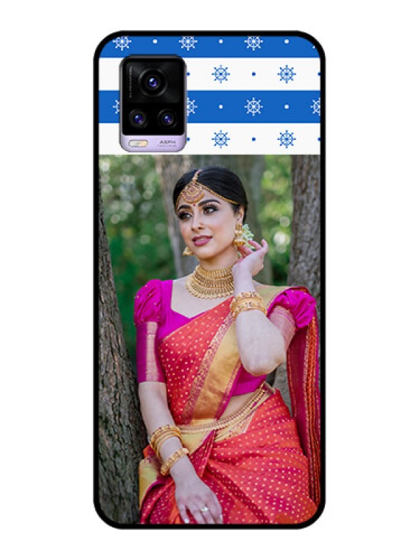 Custom Vivo V20 Photo Printing on Glass Case  - Snow Pattern Design