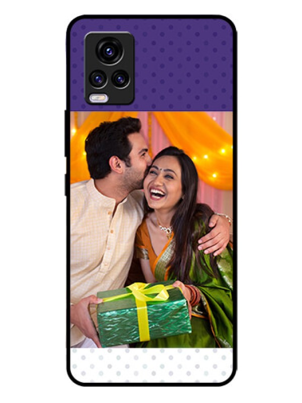 Custom Vivo V20 Personalized Glass Phone Case  - Violet Pattern Design