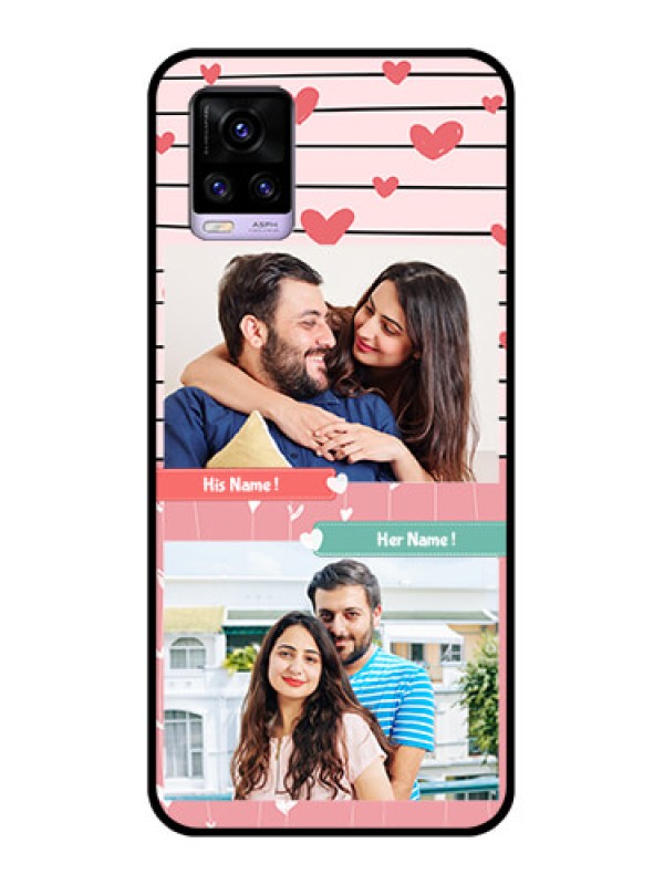 Custom Vivo V20 Custom Glass Mobile Case  - Photo with Heart Design