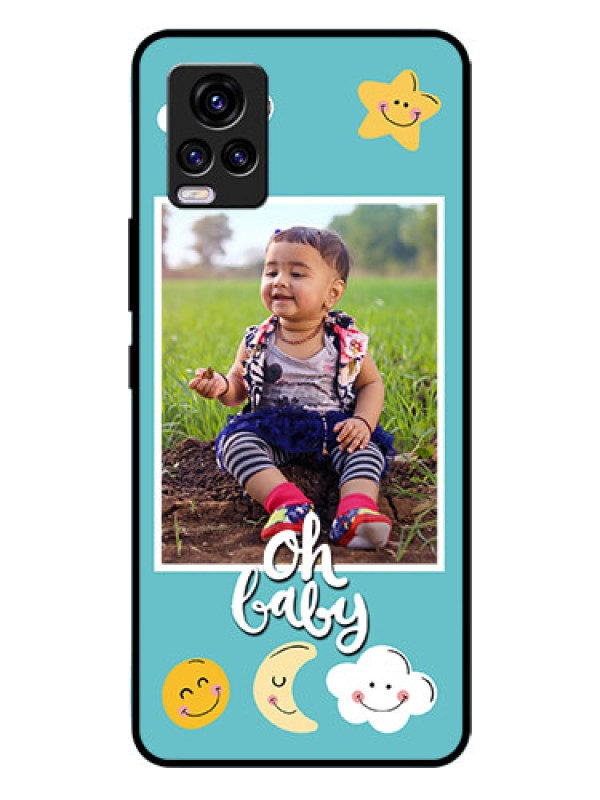 Custom Vivo V20 Personalized Glass Phone Case  - Smiley Kids Stars Design