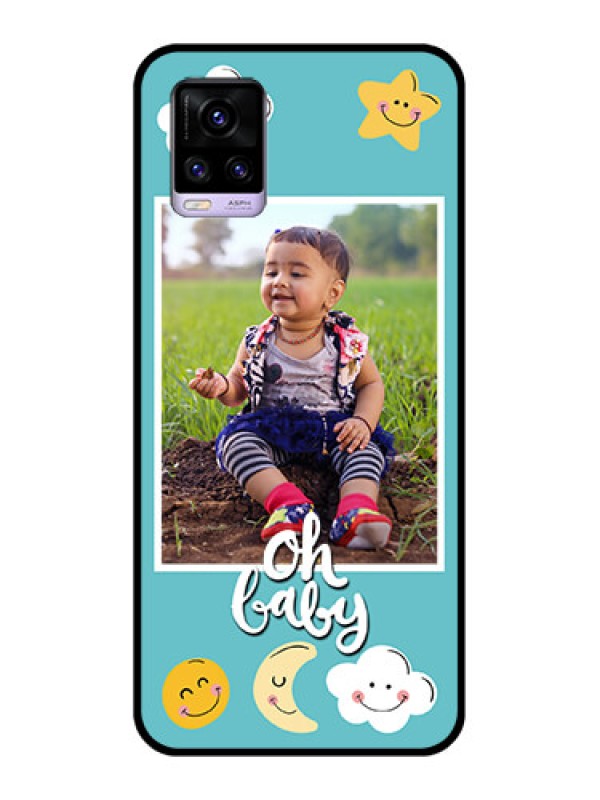 Custom Vivo V20 Personalized Glass Phone Case  - Smiley Kids Stars Design