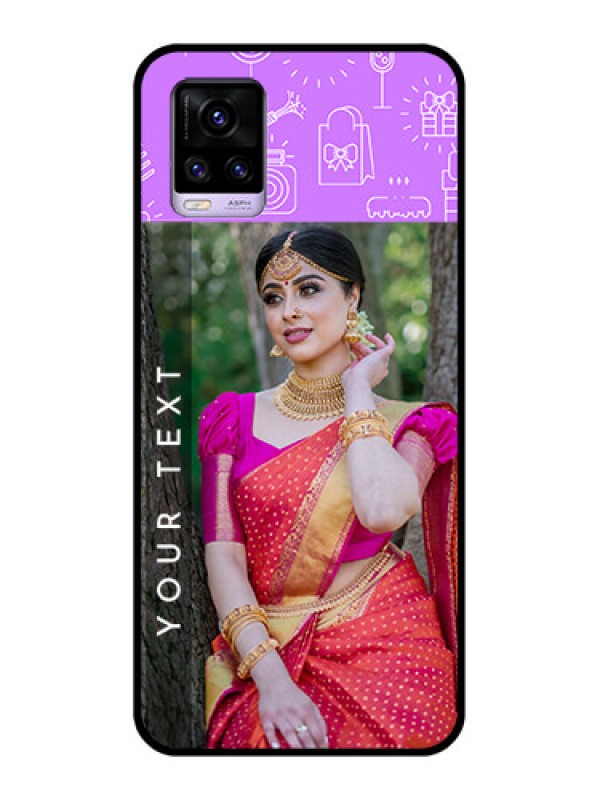 Custom Vivo V20 Custom Glass Mobile Case  - Birthday Icons Design
