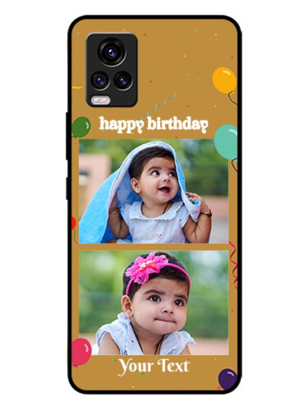 Custom Vivo V20 Personalized Glass Phone Case  - Image Holder with Birthday Celebrations Design
