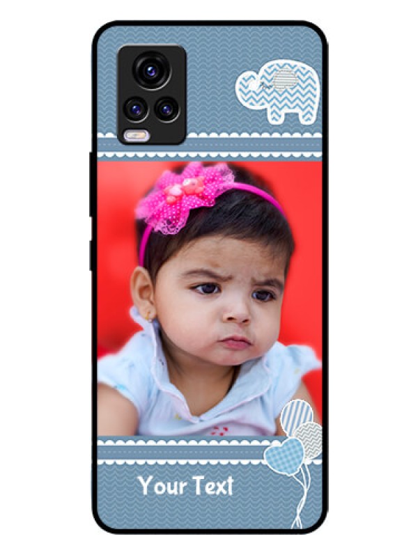 Custom Vivo V20 Photo Printing on Glass Case  - with Kids Pattern Design
