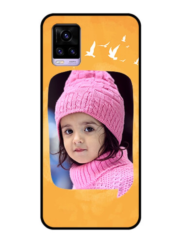 Custom Vivo V20 Personalized Glass Phone Case  - Water Color Design with Bird Icons