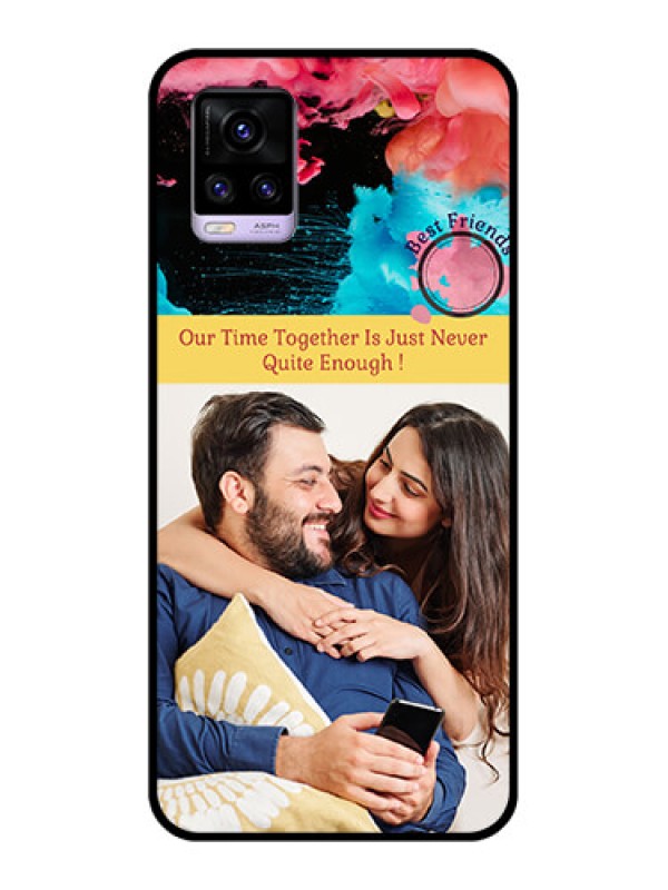 Custom Vivo V20 Custom Glass Mobile Case  - Quote with Acrylic Painting Design